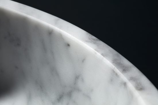Detail shot of the round marble sink from the SOLO collection | by The Splash Lab
